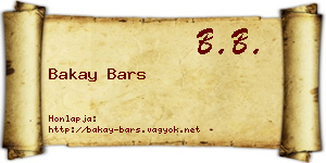 Bakay Bars névjegykártya